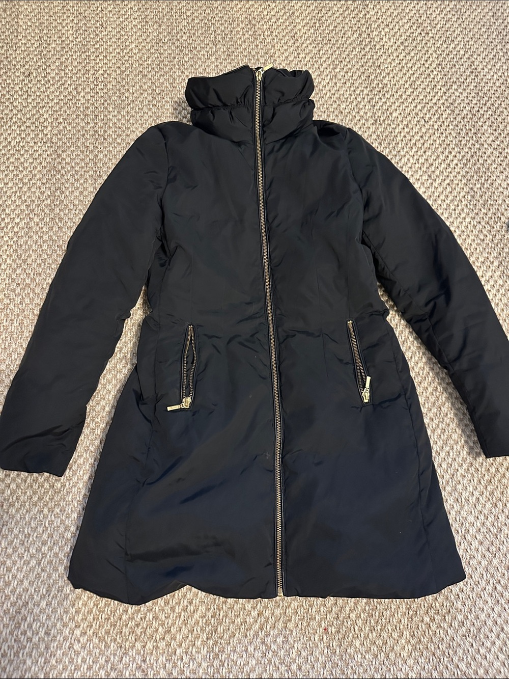Joe Fresh Black Women's Long Puffer Coat with High Collar